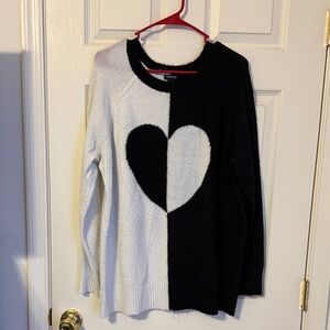 Torrid Black and White Heart Sweater